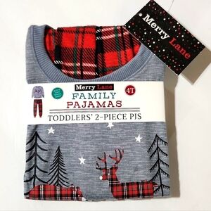 Merry Lane Kid's 4T 2 Piece Pajama Set Deer Bear Fox